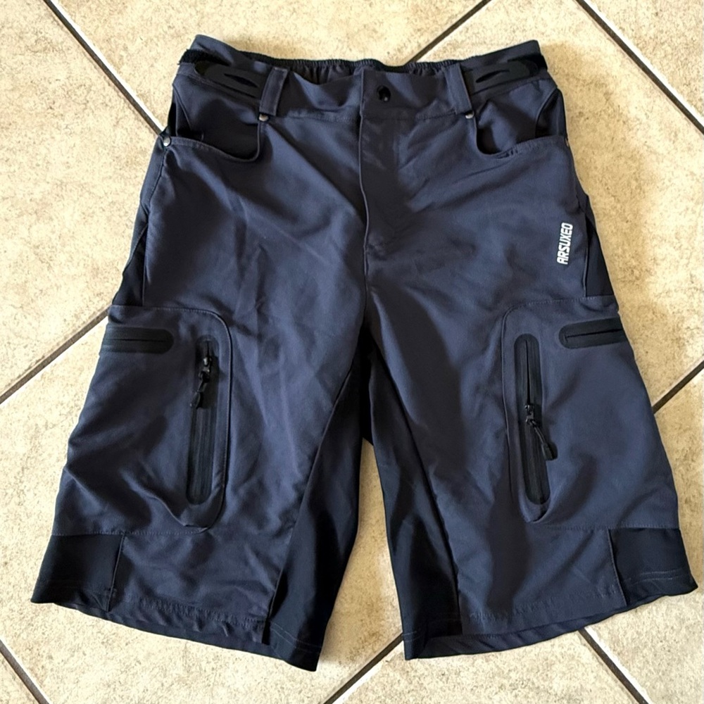 Arsuxeo Men’s Cycling / Mountain Bike Shorts – Black, Size M (US/EU)